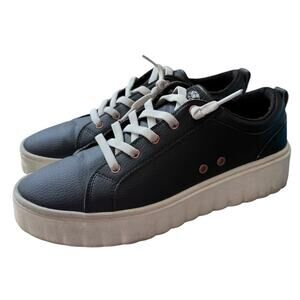 ROXY Surf Black Leather Sneakers Floral Sole Women’s Size 9 (UK 7 / EU 40)